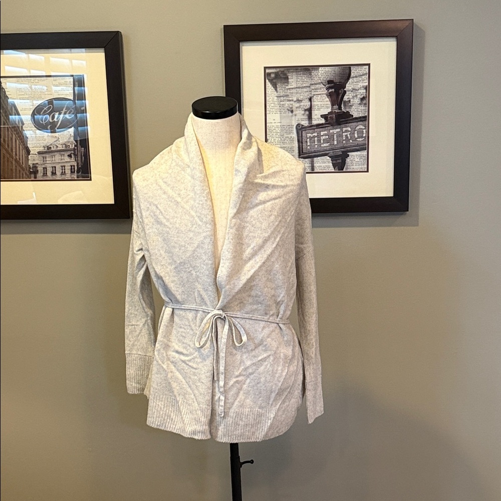 Vince - Gray Shawl Collar Cardigan with Belt